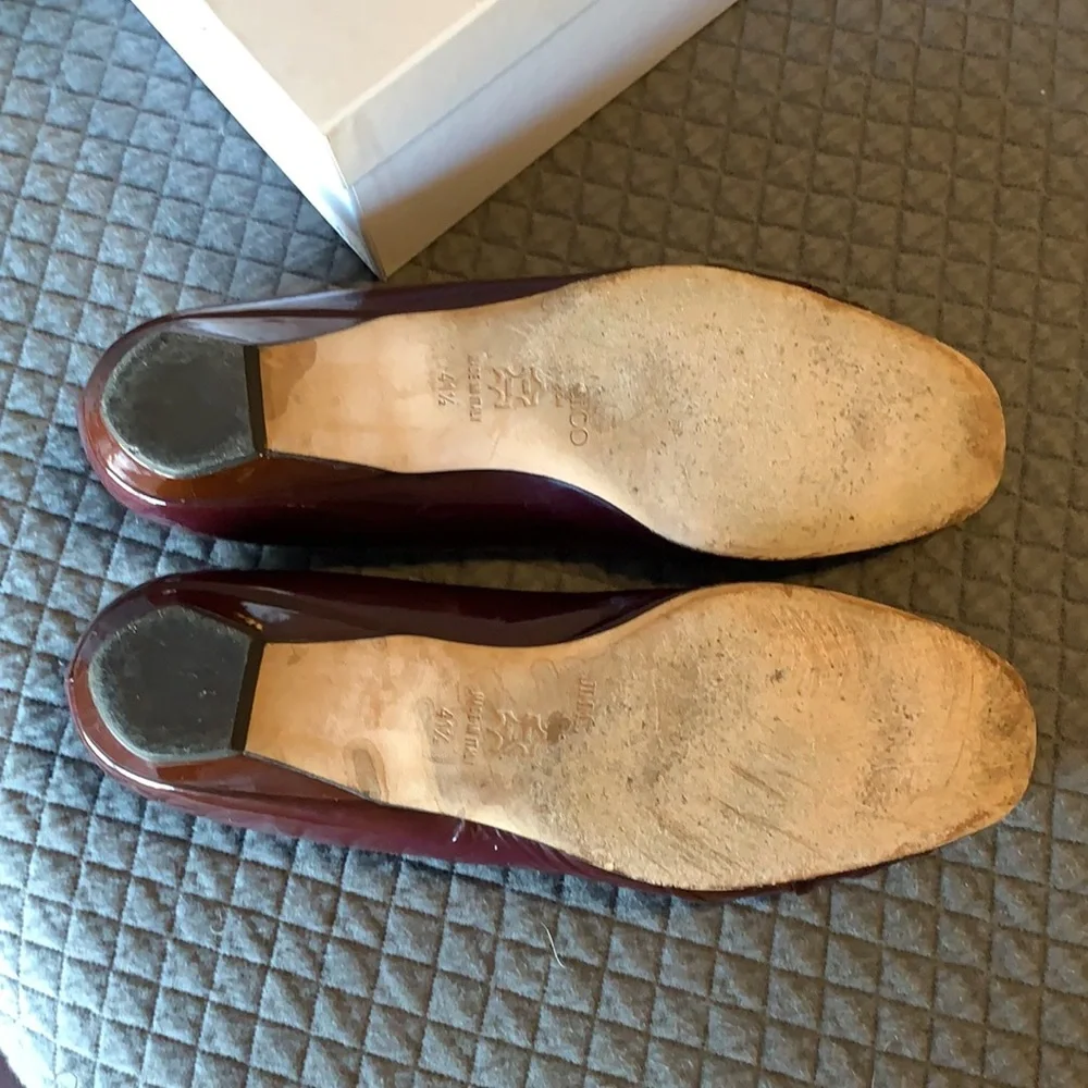 Jimmy Choo purple patent twist flats